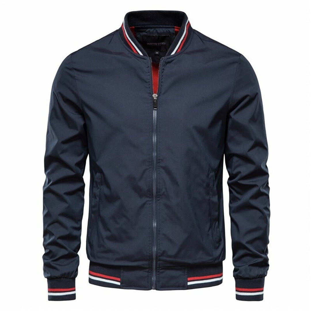 Maximilian | Casual Contrast Ribbed Bomber Jacket