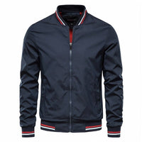 Maximilian | Casual Contrast Ribbed Bomber Jacket