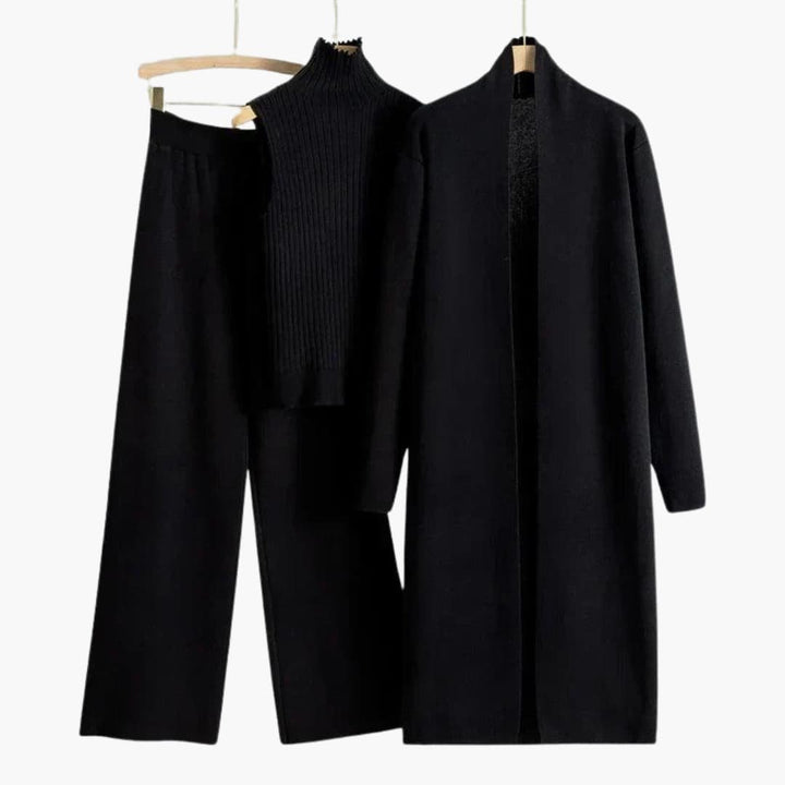 Knitwear | Three-Piece Knit Set with Sleeveless Roll Neck and Wide-Leg Trousers
