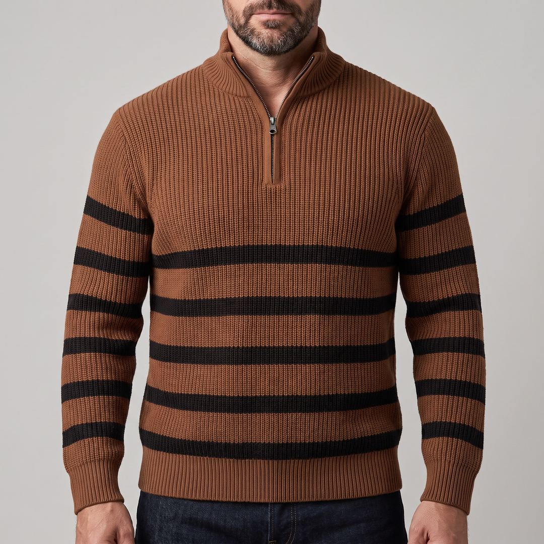 Blackwell | Stripe Zip Sweater – Comfortable Ribbed Knit for Men