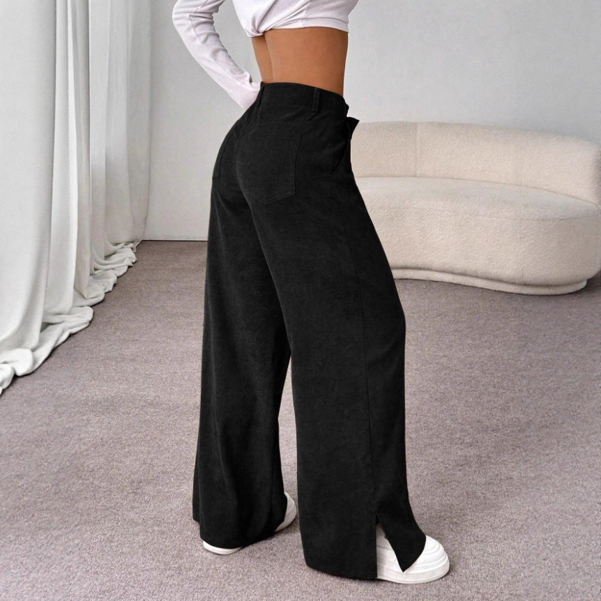 Clara | High-Waist Wide Leg Pants with Side Slits