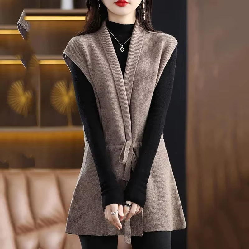 Isabella | Luxurious and Stylish Merino Wool Belted Vest