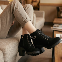 Camille | Bottines fourrées élégantes et douillettes à talon épais
