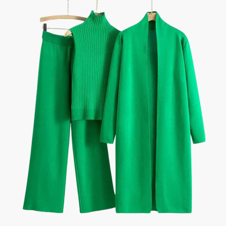 Knitwear | Three-Piece Knit Set with Sleeveless Roll Neck and Wide-Leg Trousers
