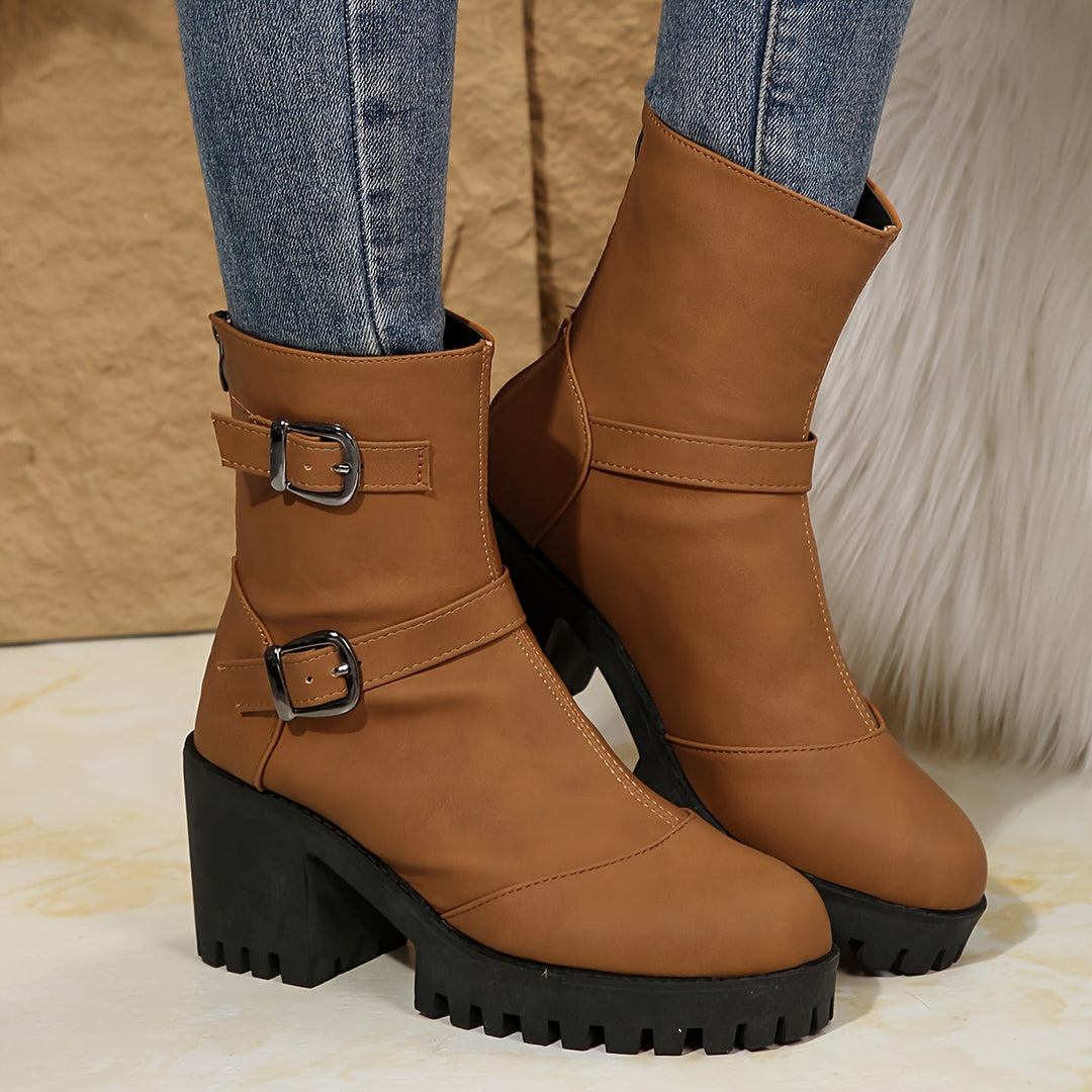 Elowen | Stylish Chunky Block Heel Ankle Boots