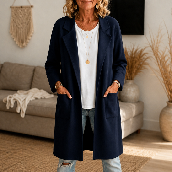 Draperie | Open-Front Longline Coat – Soft Wool-Look Style