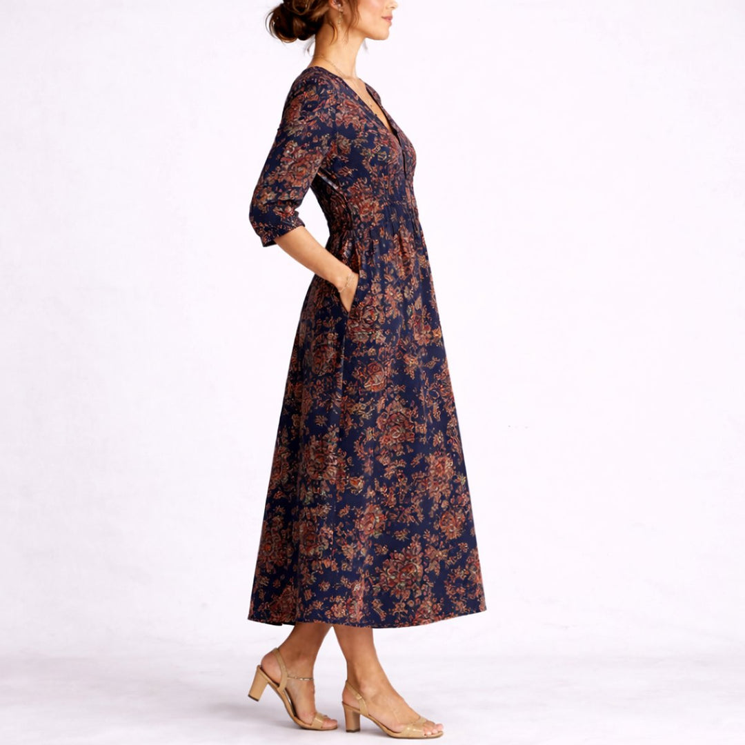 Camille | Lightweight And Comfortable Fall Wedding Floral Midi Dress