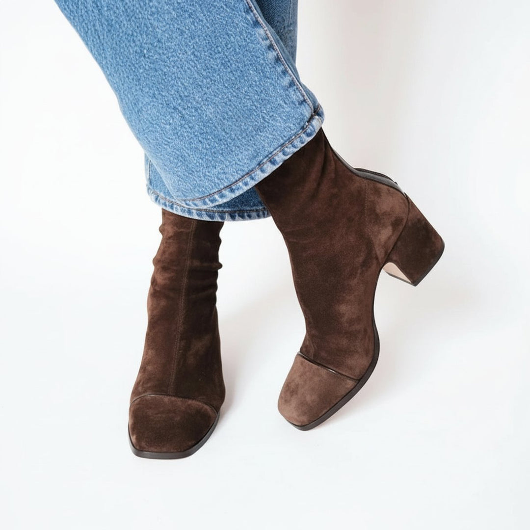 Nova | Moderne Veloursleder-Ankle-Boots mit eckiger Zehenpartie