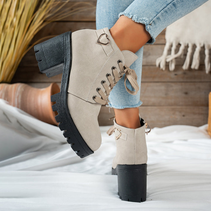 Emily | Moderne Schnürstiefeletten mit Blockabsatz