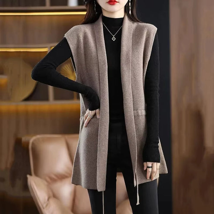 Isabella | Luxurious and Stylish Merino Wool Belted Vest