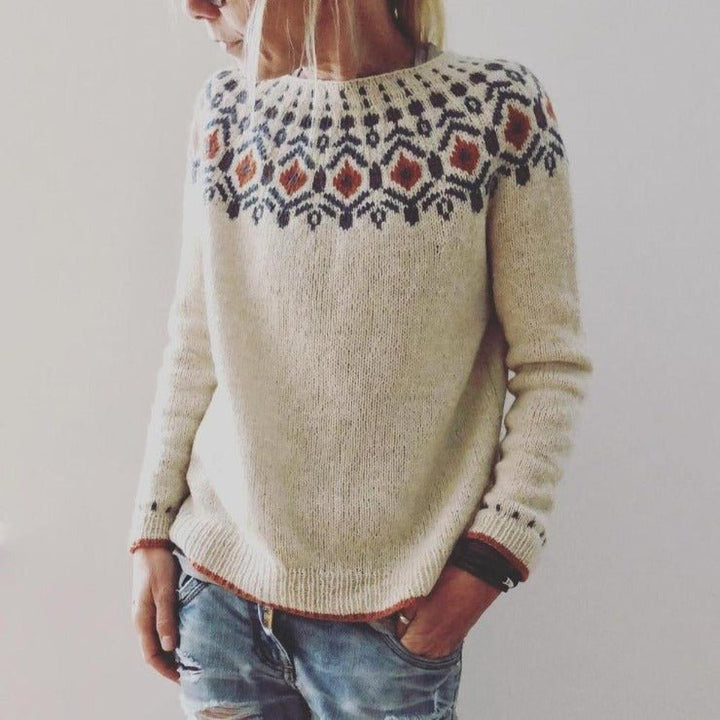 Luna | Chunky Knit Sweater – Geometric Design for All Seasons