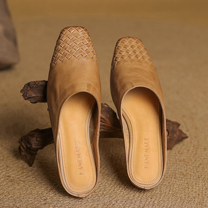 Alice | Mule eleganti e di stile in pelle intrecciata, senza lacci