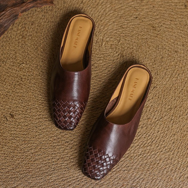Alice | Mule eleganti e di stile in pelle intrecciata, senza lacci