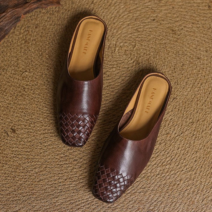 Alice | Mule eleganti e di stile in pelle intrecciata, senza lacci