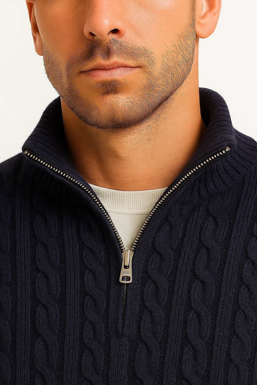 Steef | Cable Knit Sweater with Quarter-Zip