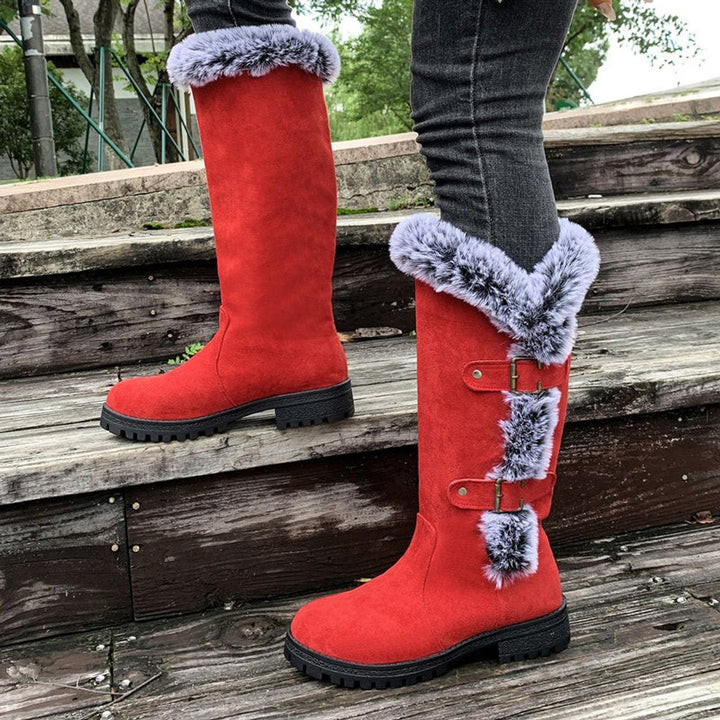 Sophie | Kuschelige und stilvolle kniehohe Stiefel mit Fellbesatz