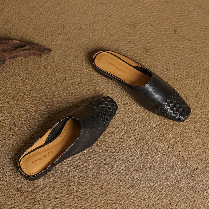 Alice | Mule eleganti e di stile in pelle intrecciata, senza lacci