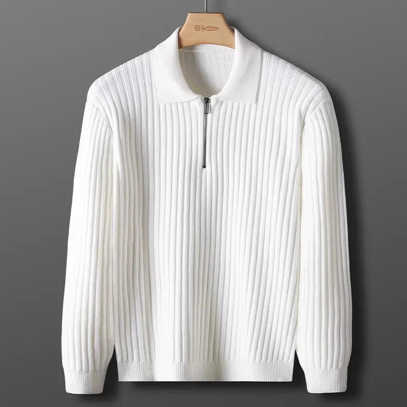 Refined | Striped Pattern Zip Sweater for Men