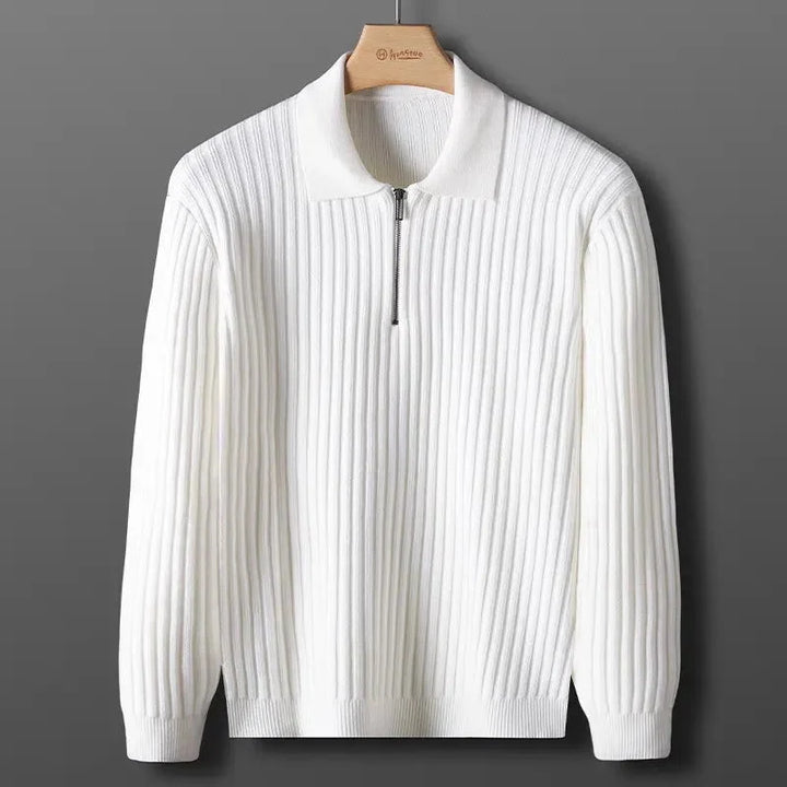 Refined | Striped Pattern Zip Sweater for Men