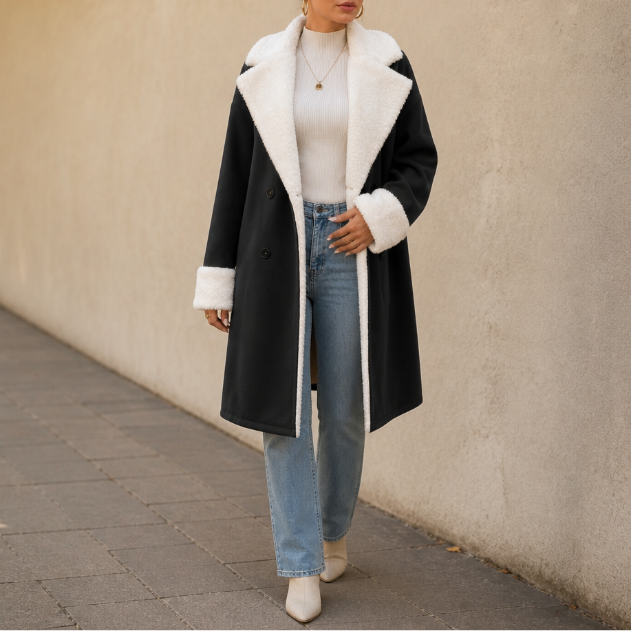 Mayfield | Woolen Coat with Plush Trim for a Relaxed Fit