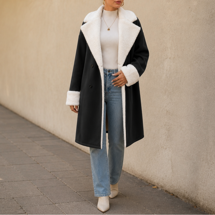 Mayfield | Woolen Coat with Plush Trim for a Relaxed Fit