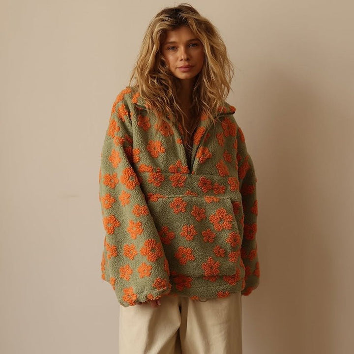 Daisy | Cozy And Playful Floral Teddy Fleece Sweater