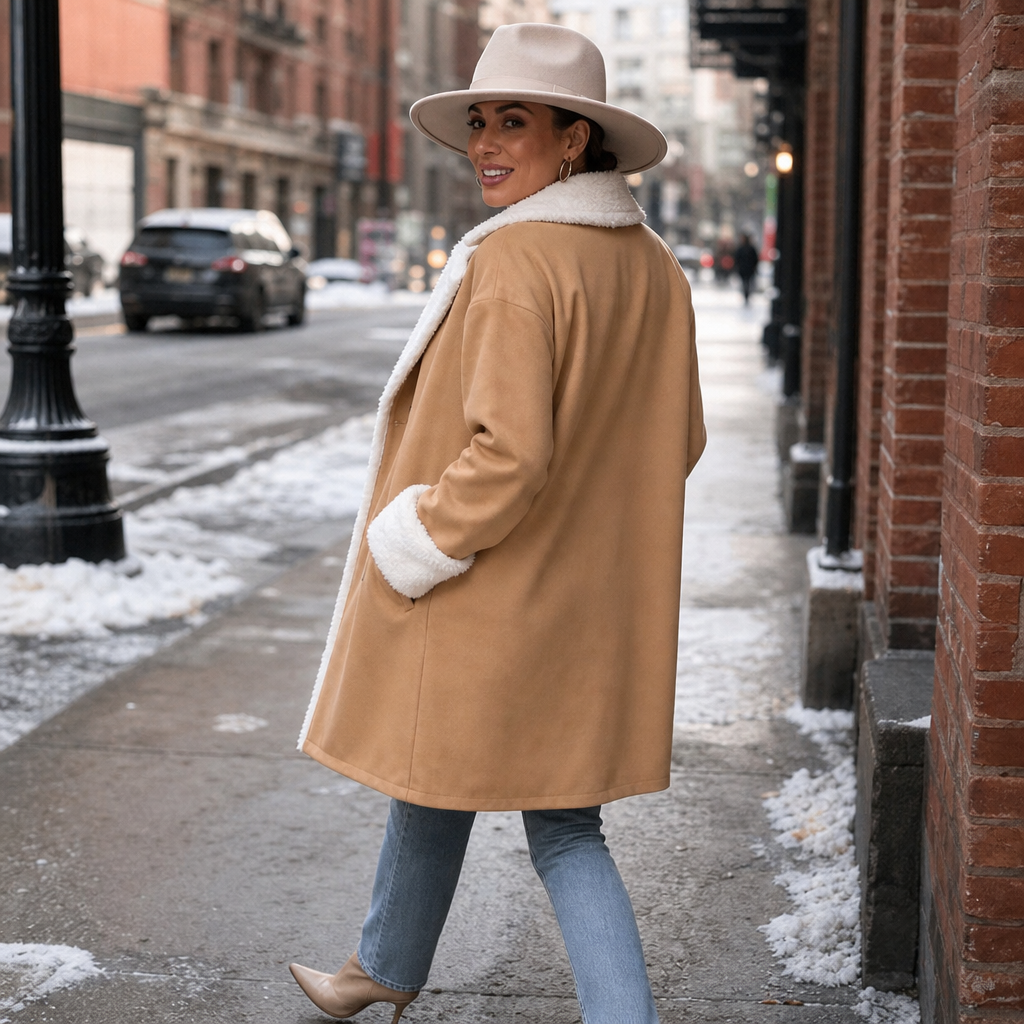 Mayfield | Woolen Coat with Plush Trim for a Relaxed Fit