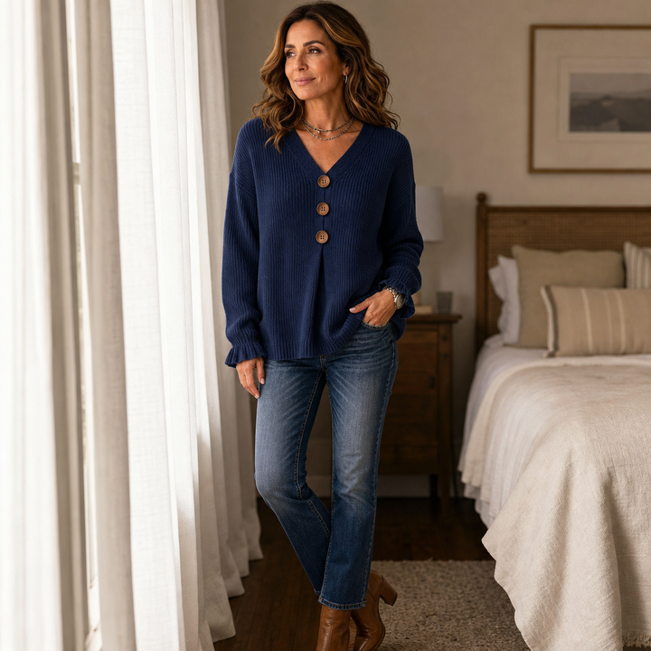 Wearbella | V-neck Ribbed Knit Pullover Sweater voor Dames
