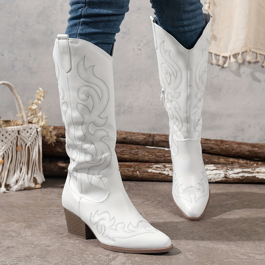 Chloe | Timeless Wide Calf Knee High Western Cowboy Boots