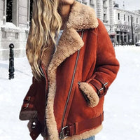 Sienna | Stilvolle und kuschelige Oversize-Bikerjacke mit Lammfell