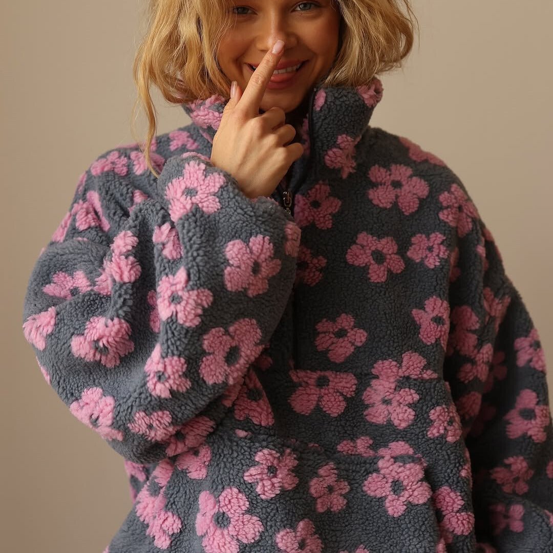 Daisy | Cozy And Playful Floral Teddy Fleece Sweater