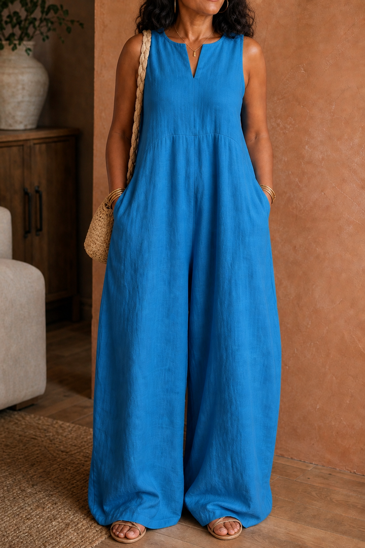 Wearby | Wide-Leg Jumpsuit – Effortless V-Neck Style for Women