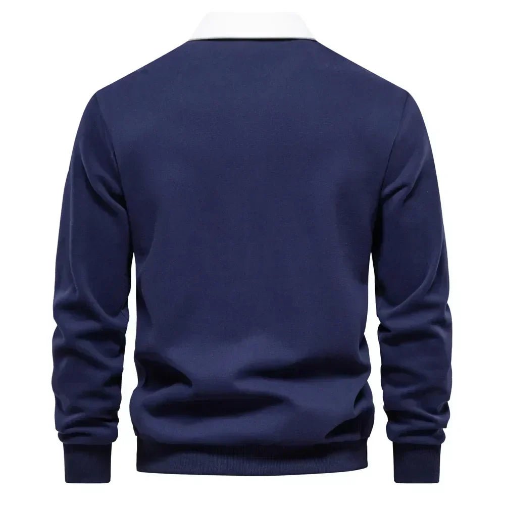 Luca | Classic And Stylish Contrast Collar Knit Polo Sweater