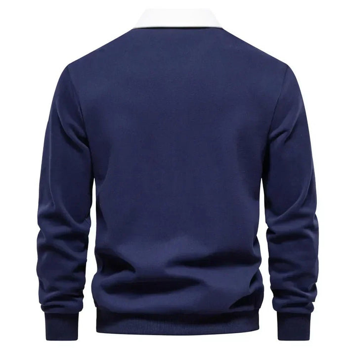 Luca | Classic And Stylish Contrast Collar Knit Polo Sweater