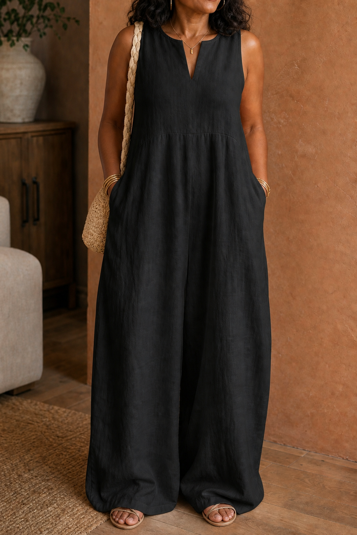 Wearby | Wide-Leg Jumpsuit – Effortless V-Neck Style for Women