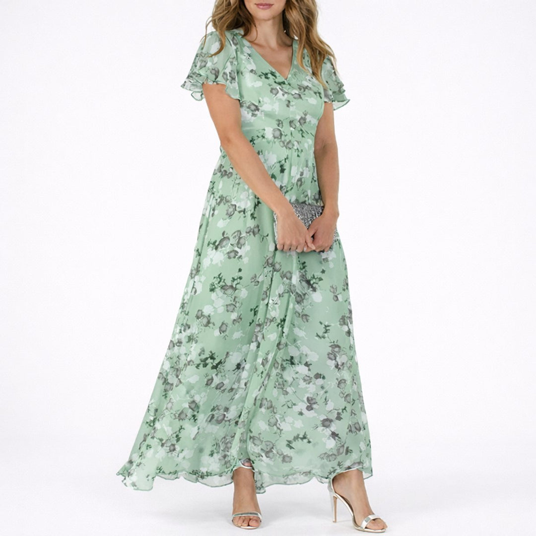 Eleanor | Robe longue fleurie élégante en mousseline pour mariage d’automne
