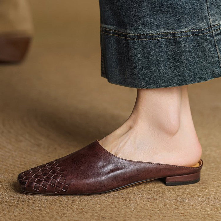 Alice | Mule eleganti e di stile in pelle intrecciata, senza lacci