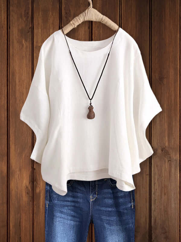 Nora | Relaxed Round Neck Dolman Sleeve Tunic Top