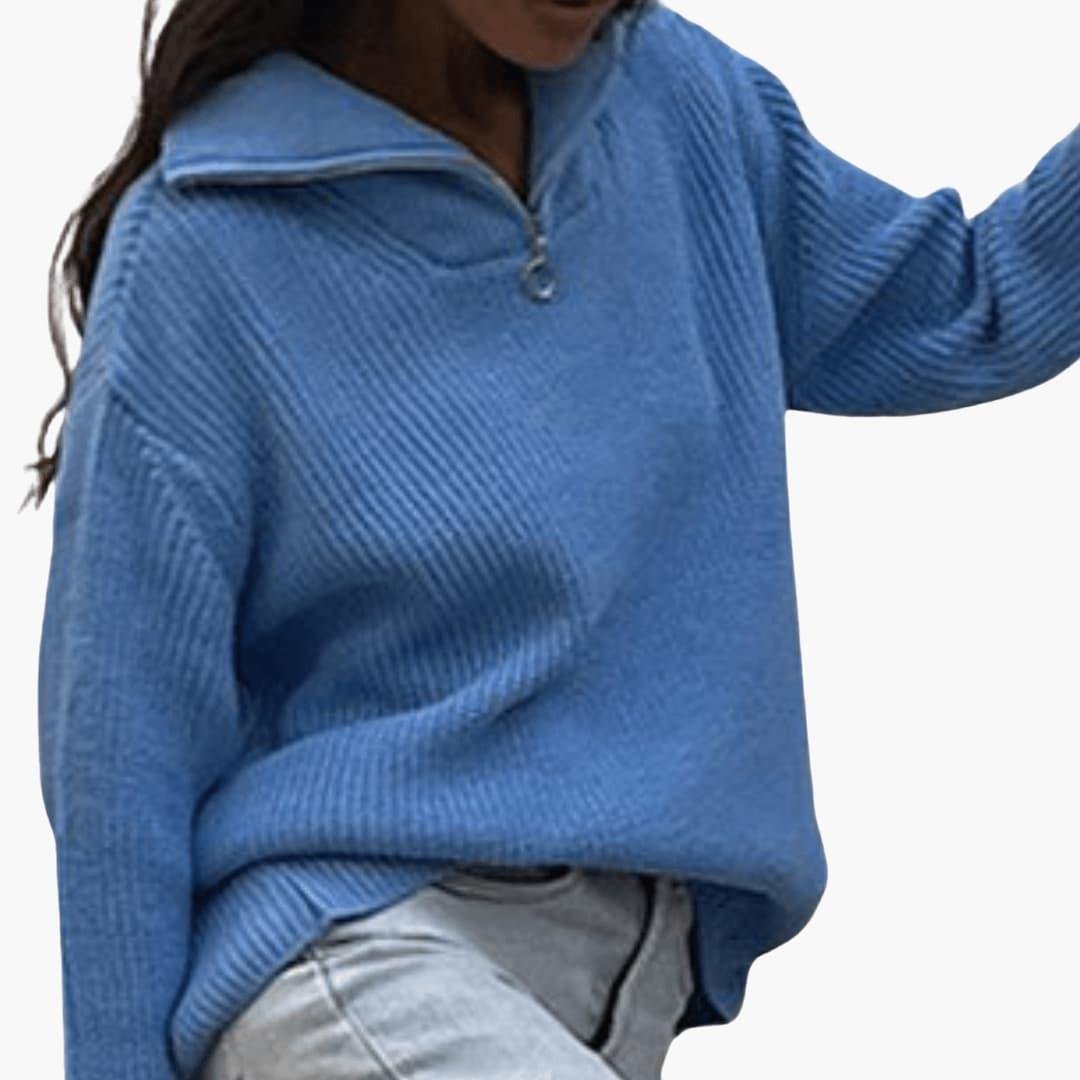 Knitwear | Knit Jumper – Cozy Ribbed Half-Zip Style for Women