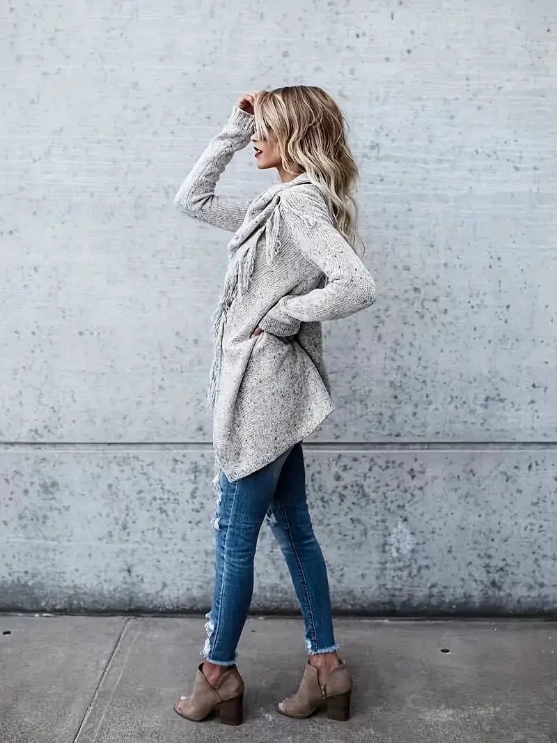 Mia | Fringe Collar Cozy Tunic Sweater