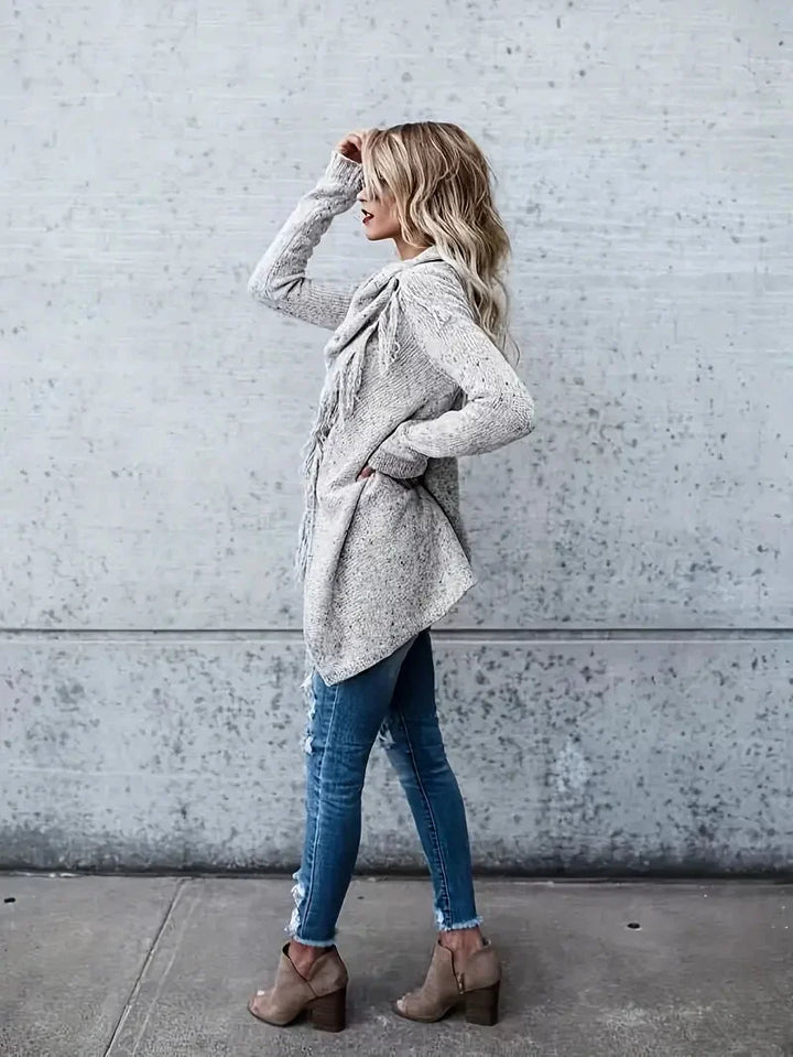 Mia | Fringe Collar Cozy Tunic Sweater