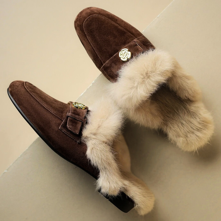 Velora | Suede Shearling Mules – Luxurious Comfort for Women