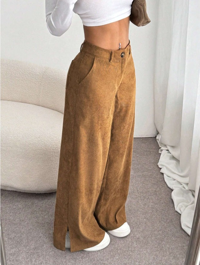 Clara | High-Waist Wide Leg Pants with Side Slits