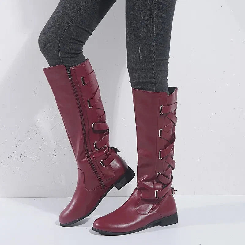Isabella | Comfortable And Timeless Buckle Riding Knee High Boots