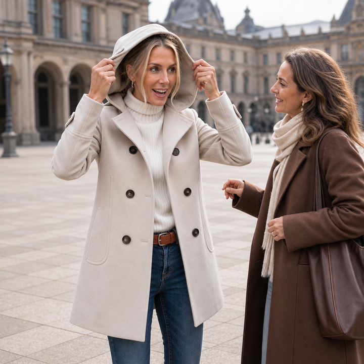 Mayfield | Double-Breasted Hooded Peacoat – Stylish Winter Coat for Women