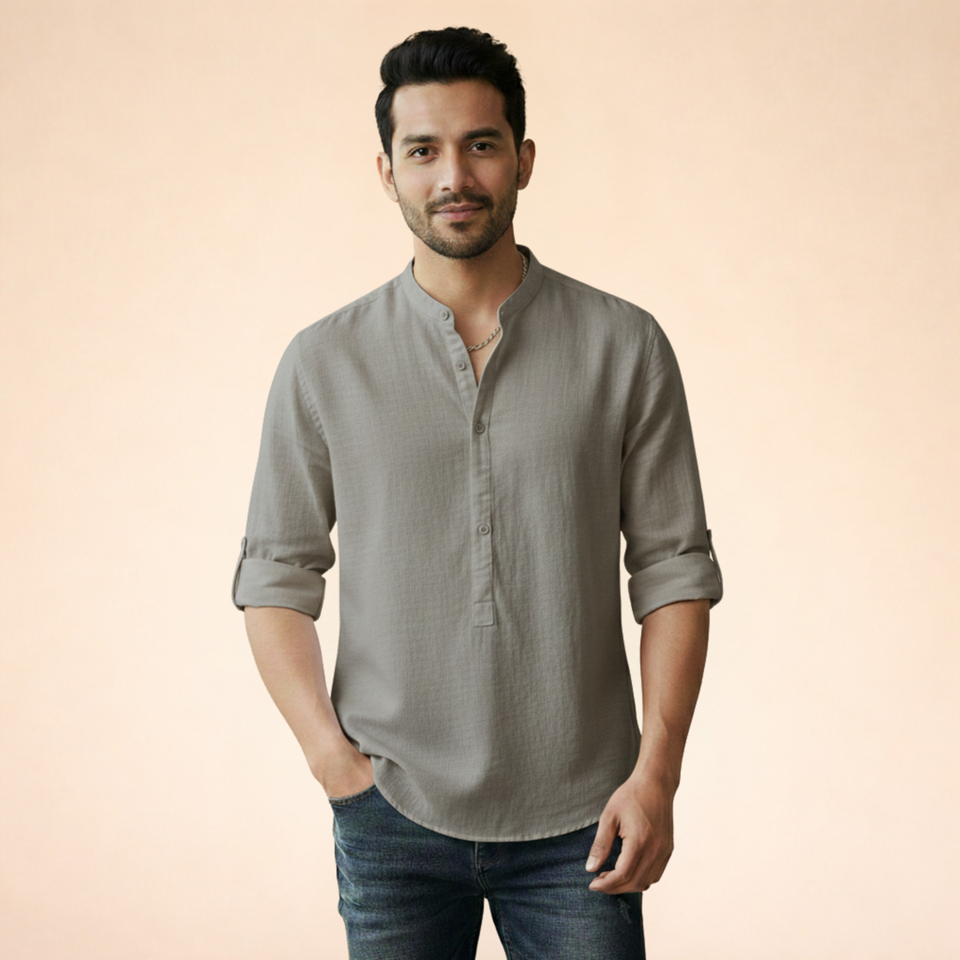 Ardello| Herren Klassisches Henley-Langarmshirt