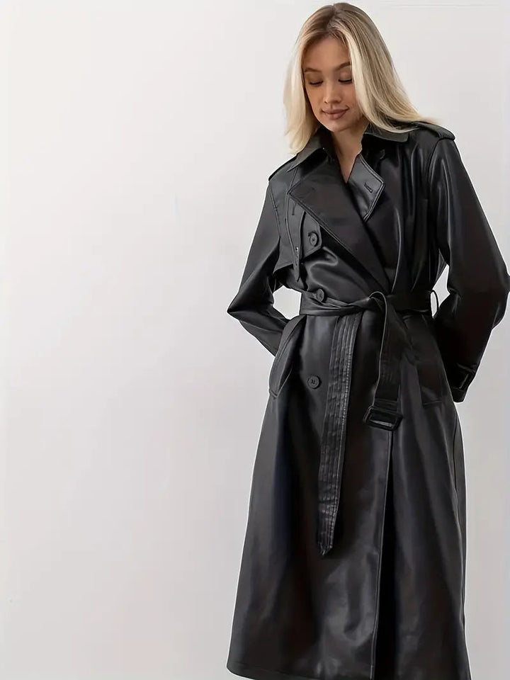 Audrey | Comfortable And Elegant Faux Leather Trench Coat