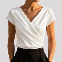 Elise | Stylish and Comfortable Wrap-Front V-Neck Blouse