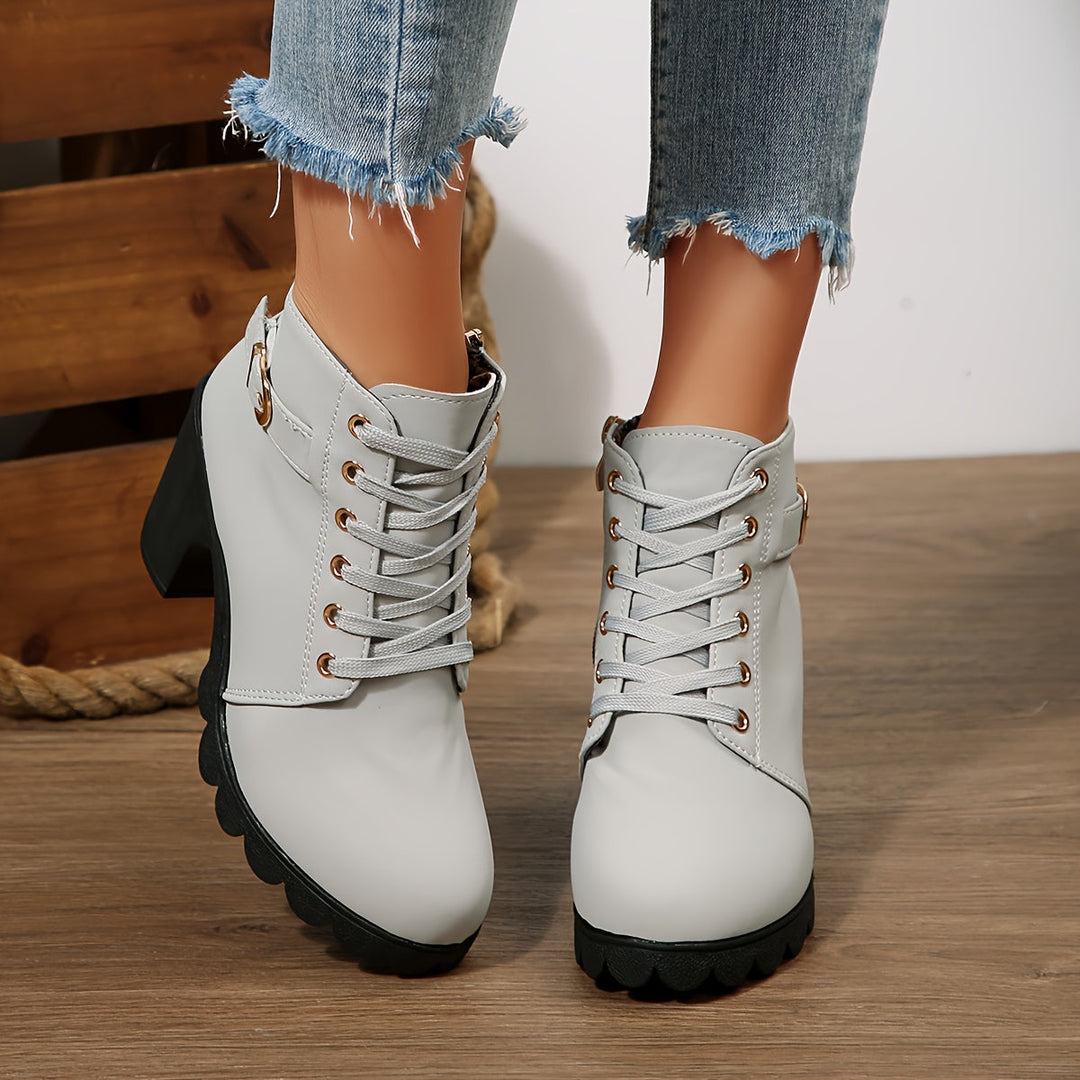Sofia | Elegante Schnürstiefeletten mit Blockabsatz