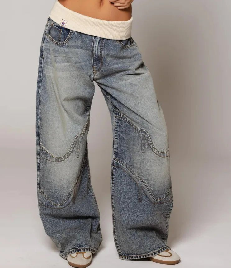 Vanessa | Baggy Jeans – Vintage Washed Style for Women